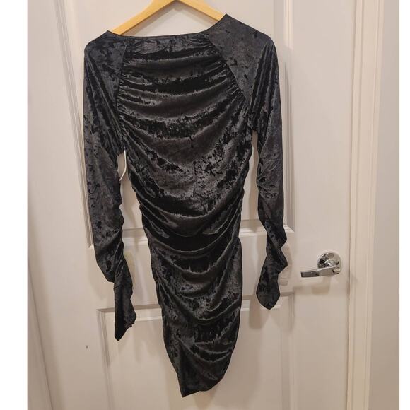 WAYF Clique Ruched Long Sleeve Velvet Minidress - Picture 3 of 7